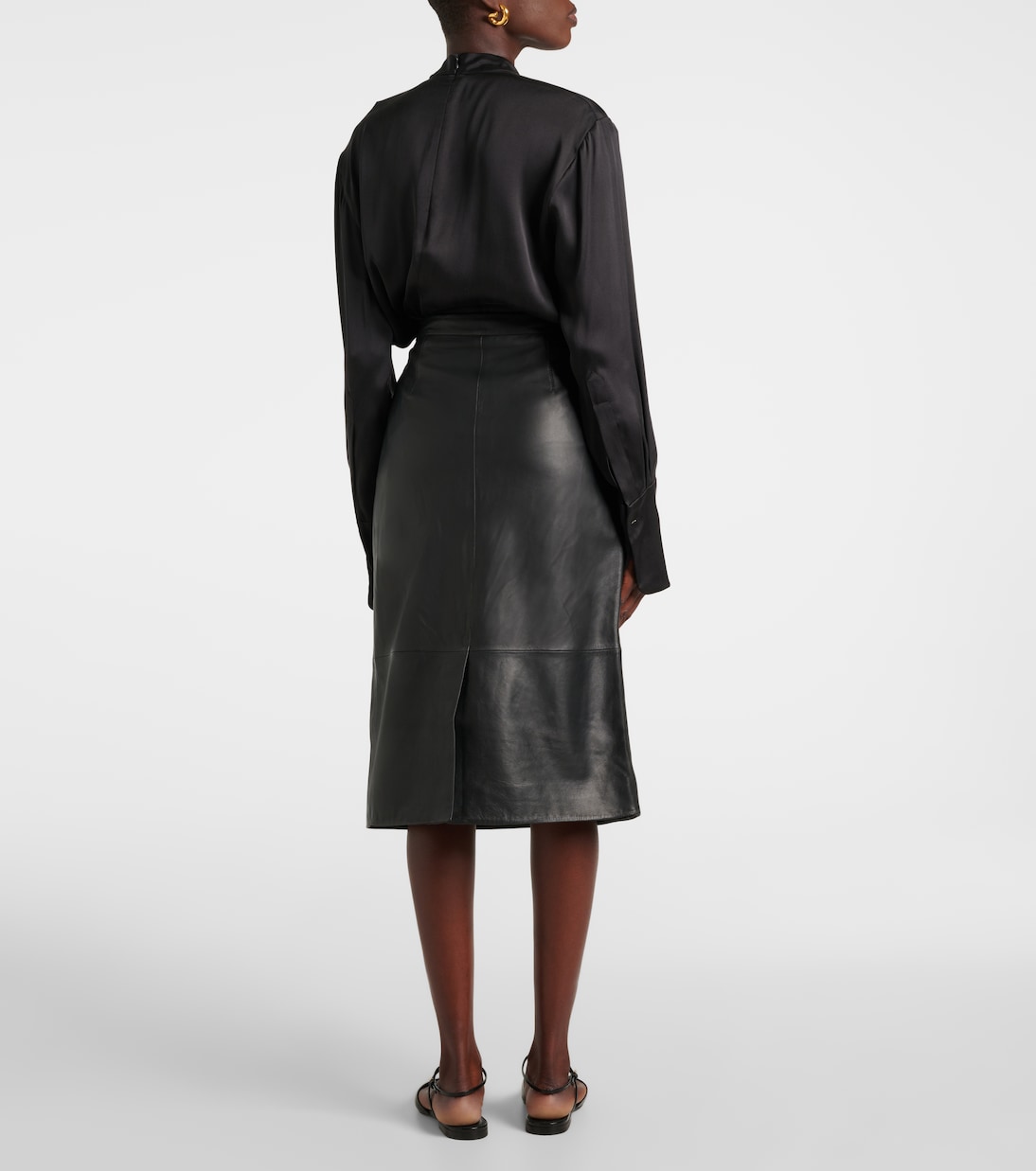 Leather midi skirt | Yves Salomon