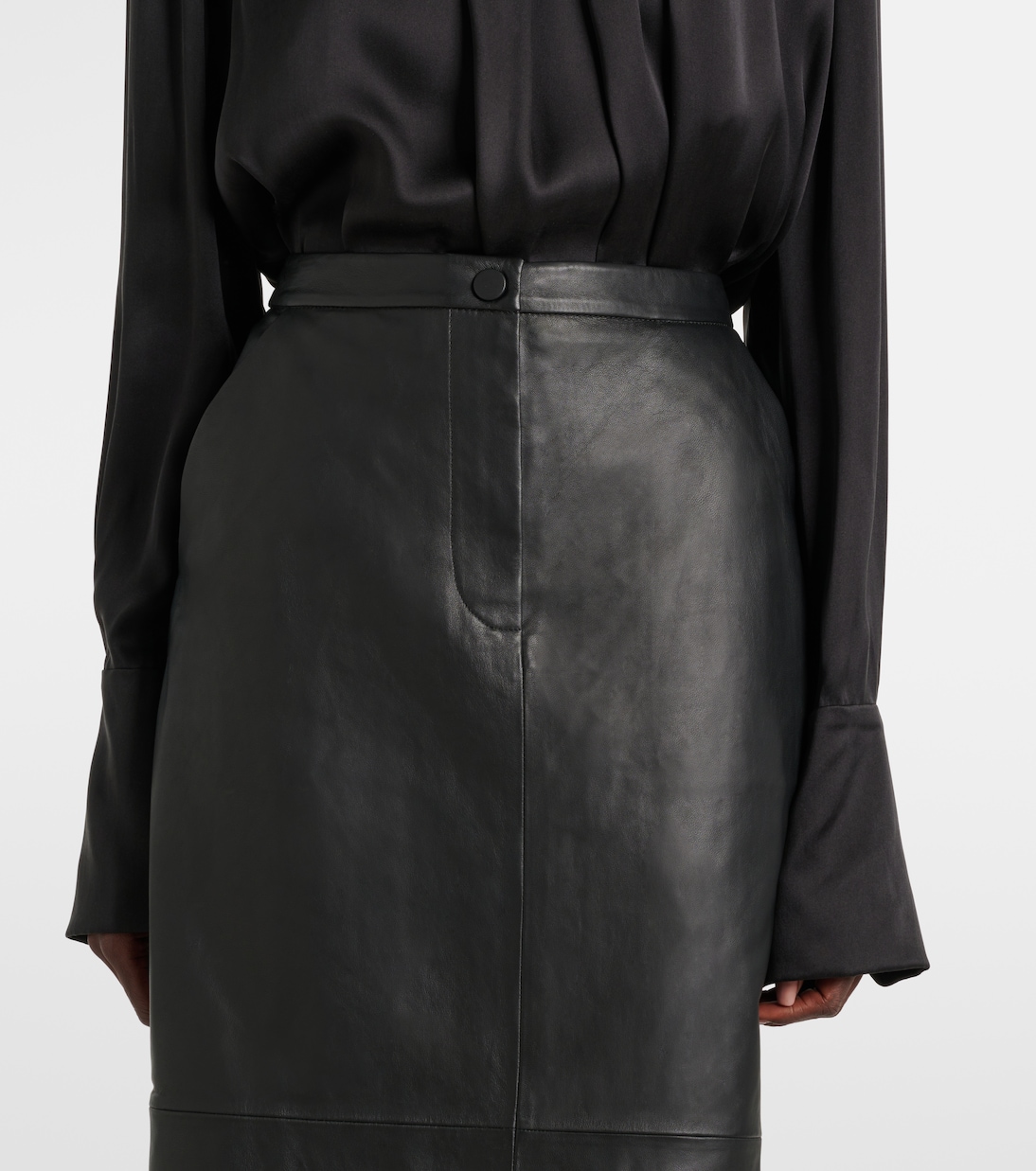 Leather midi skirt | Yves Salomon