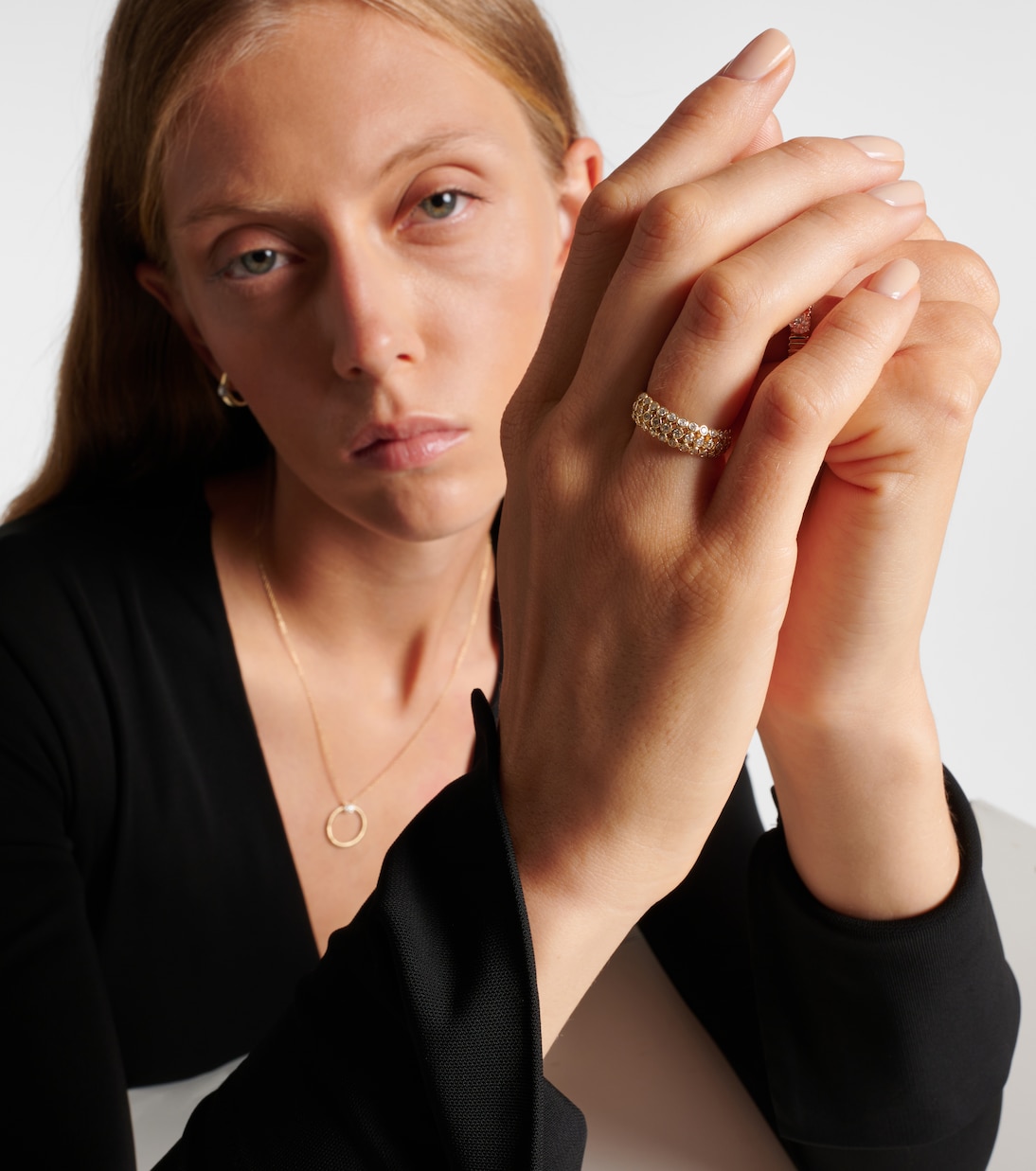 Anello Bold Lattice in oro 14kt con diamanti | Stone and Strand