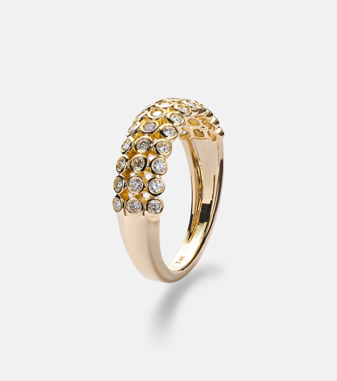 Anello Bold Lattice in oro 14kt con diamanti | Stone and Strand