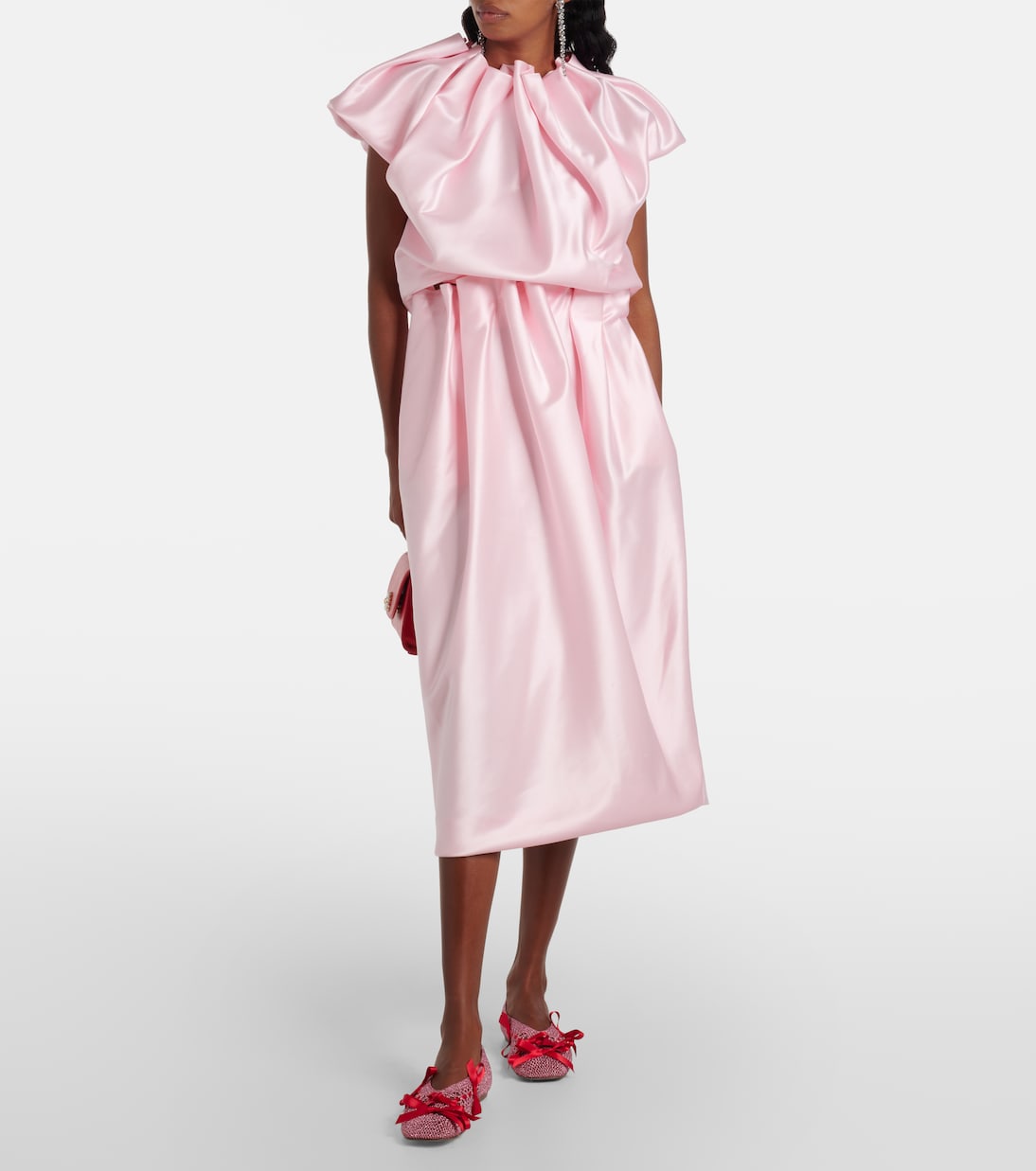 Draped satin midi skirt | Simone Rocha