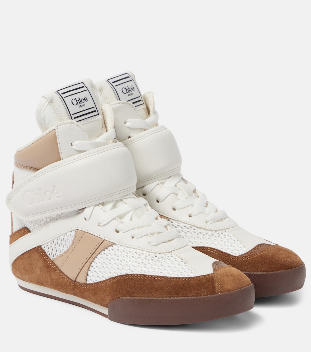 Chloé Kick leather-trimmed high-top sneakers | Chloé