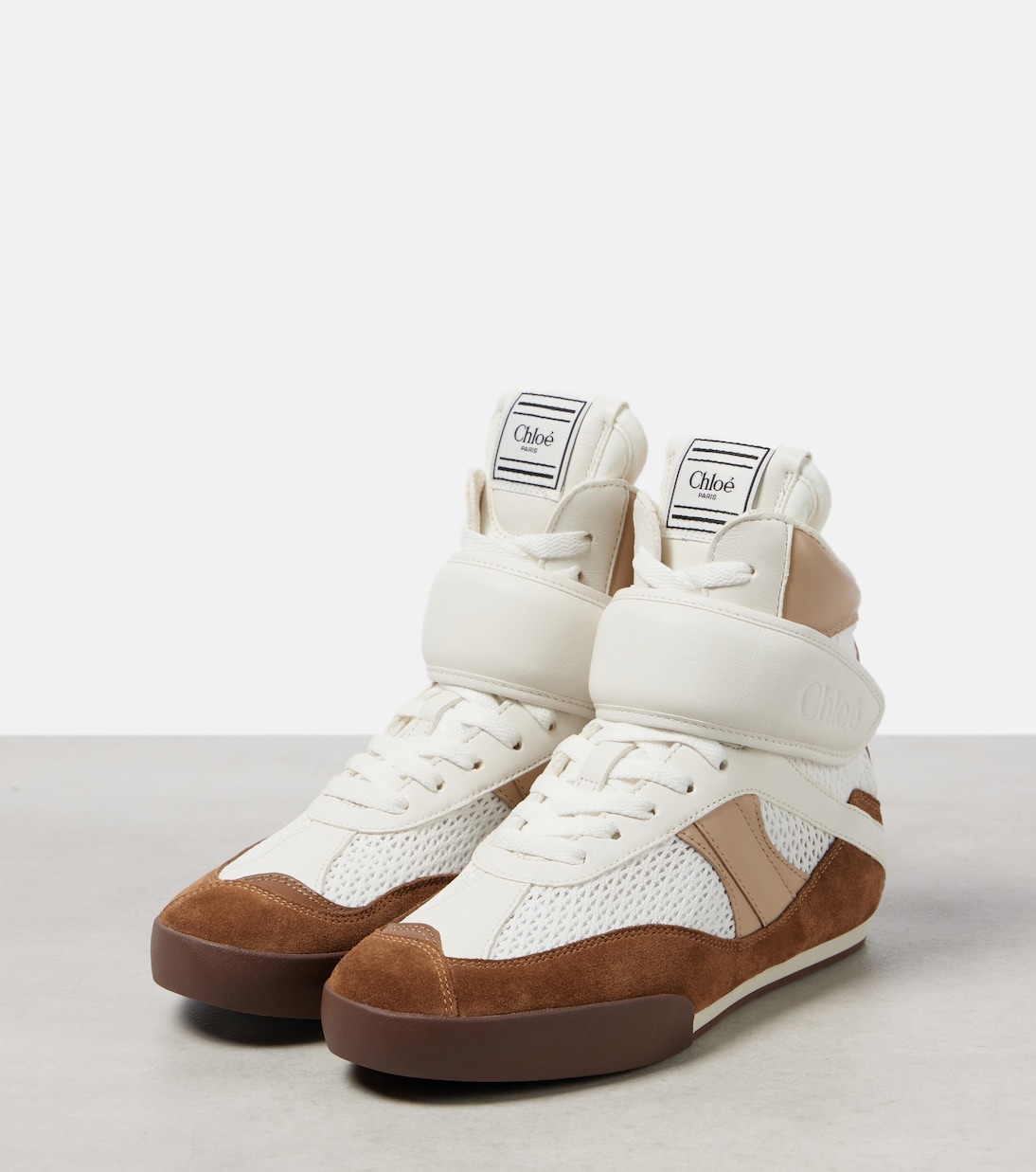 Chloé Kick leather-trimmed high-top sneakers | Chloé