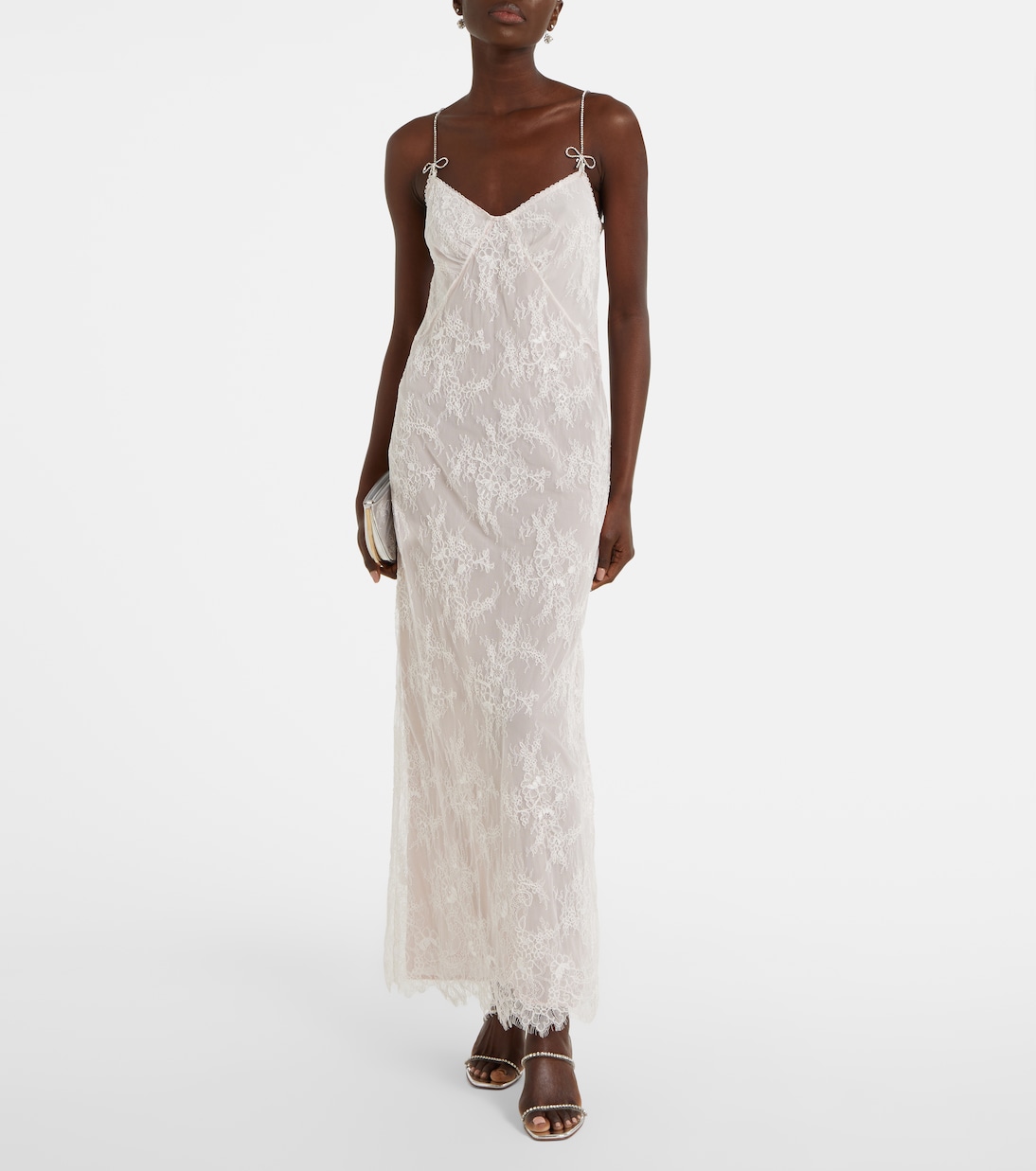 Maxikleid aus Spitze mit Kristallen | Blumarine