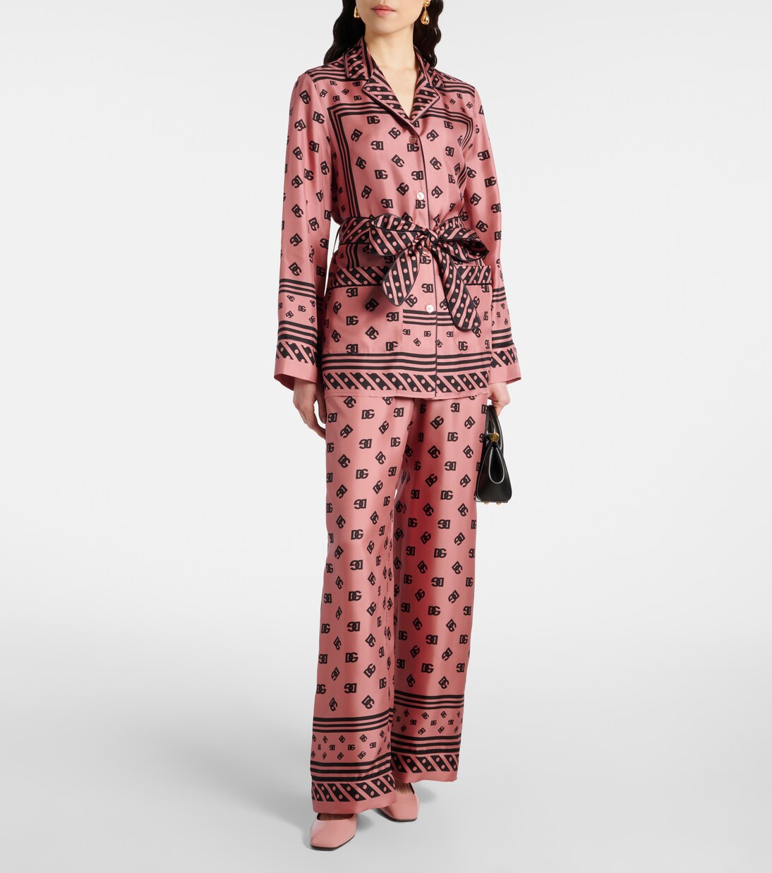 Pantalon ample DG en satin de soie | Dolce&Gabbana