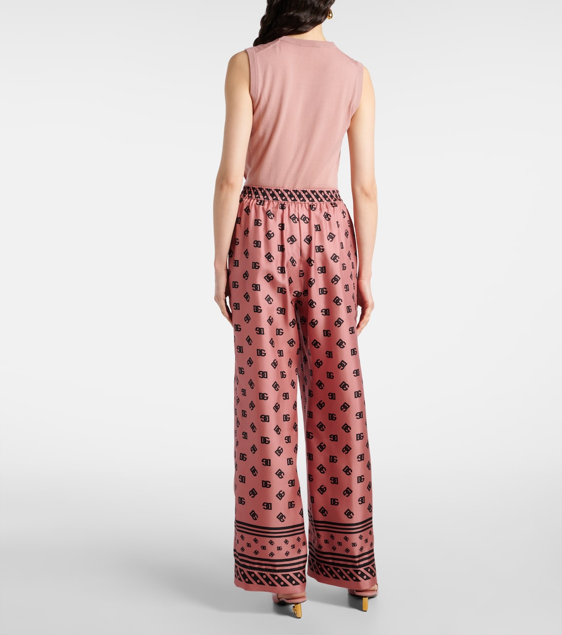Pantalon ample DG en satin de soie | Dolce&Gabbana
