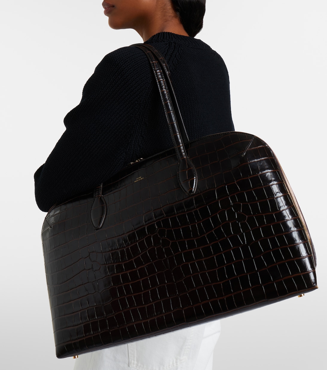 Croc-effect leather tote bag | Toteme