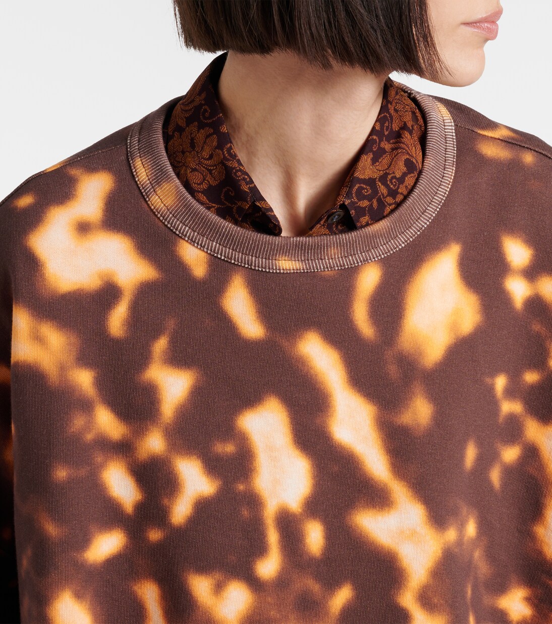Printed gathered cotton sweatshirt  | Dries Van Noten