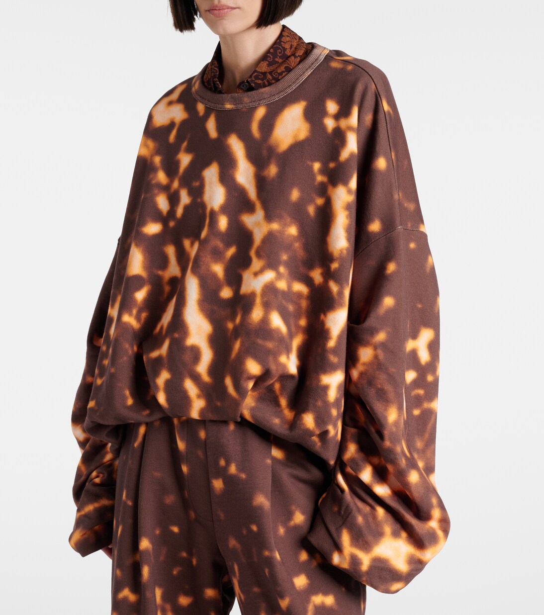 Printed gathered cotton sweatshirt  | Dries Van Noten