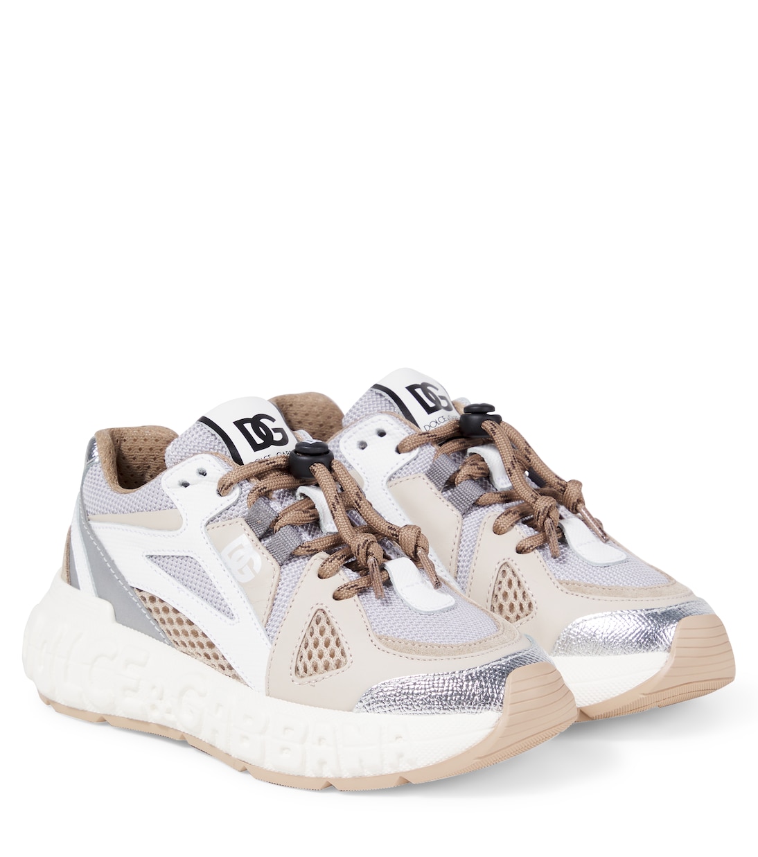 حذاء سنيكرز مقلّم بالجلد DG | Dolce&Gabbana Kids