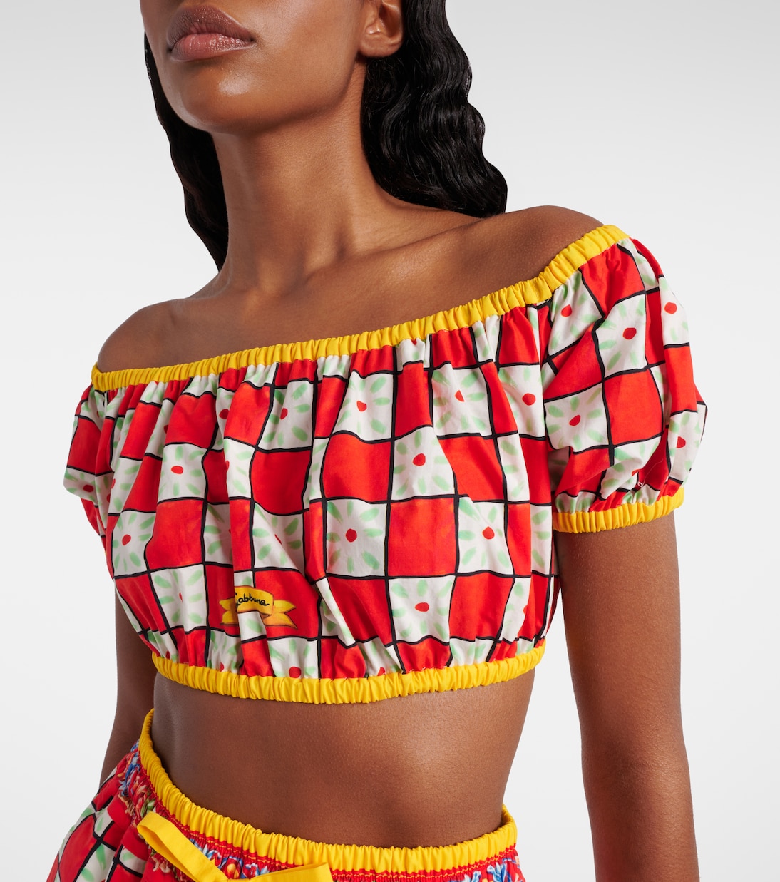 Patterned cotton crop top  | Dolce&Gabbana