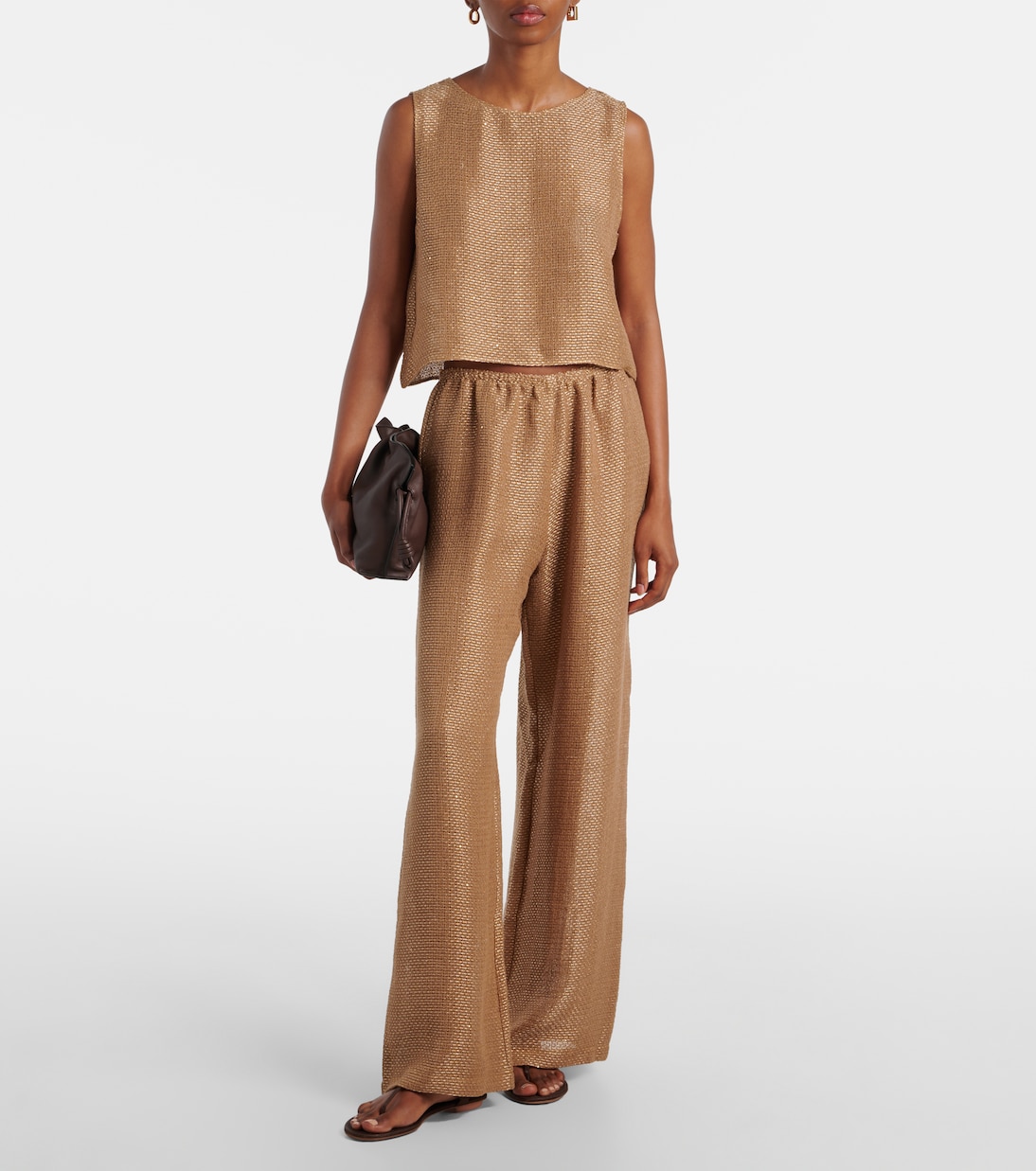 Stella sequined linen-blend wide-leg pants | Leset
