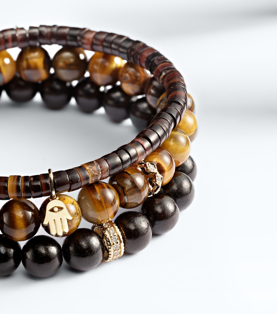 Set di 3 bracciali in oro 14kt con pietre preziose | Sydney Evan