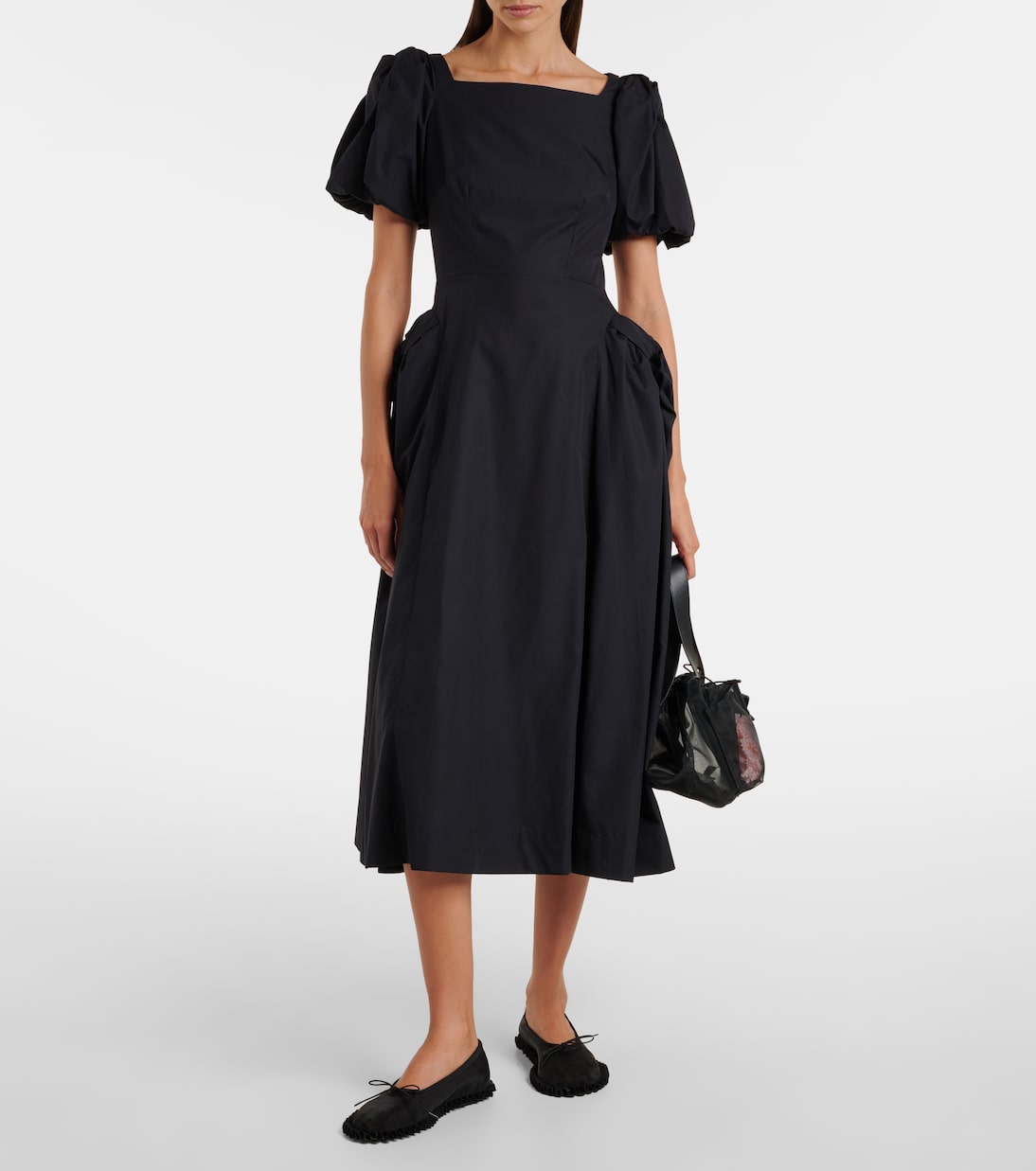 Puff-sleeve cotton poplin midi dress | Simone Rocha