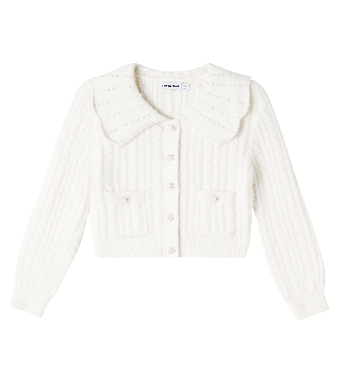 Embellished cable-knit cardigan | Self-Portrait Kids