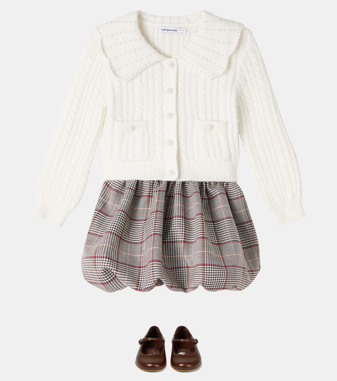 Embellished cable-knit cardigan | Self-Portrait Kids