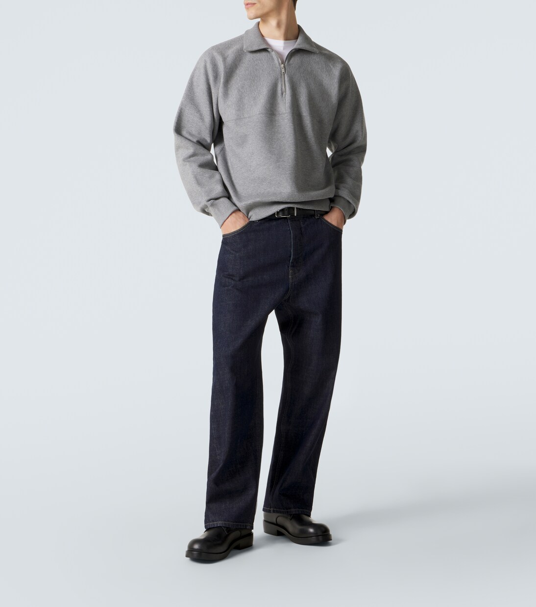 Cotton terry half-zip sweatshirt | Jil Sander