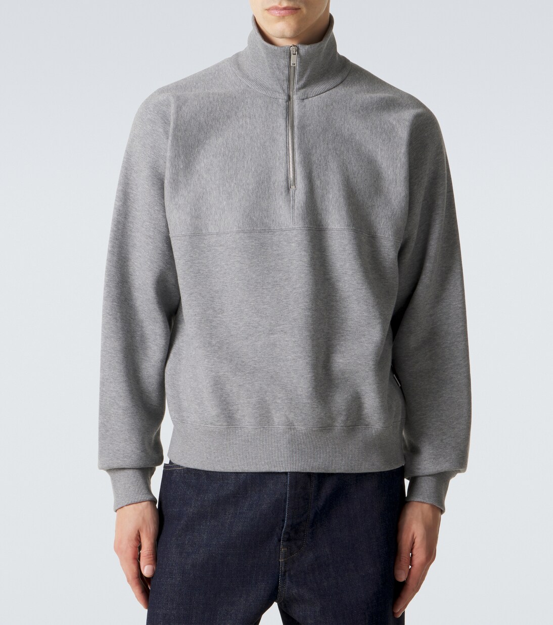 Cotton terry half-zip sweatshirt | Jil Sander