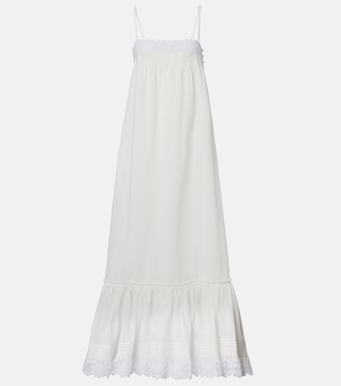 Embroidered cotton poplin maxi dress | Saint Laurent
