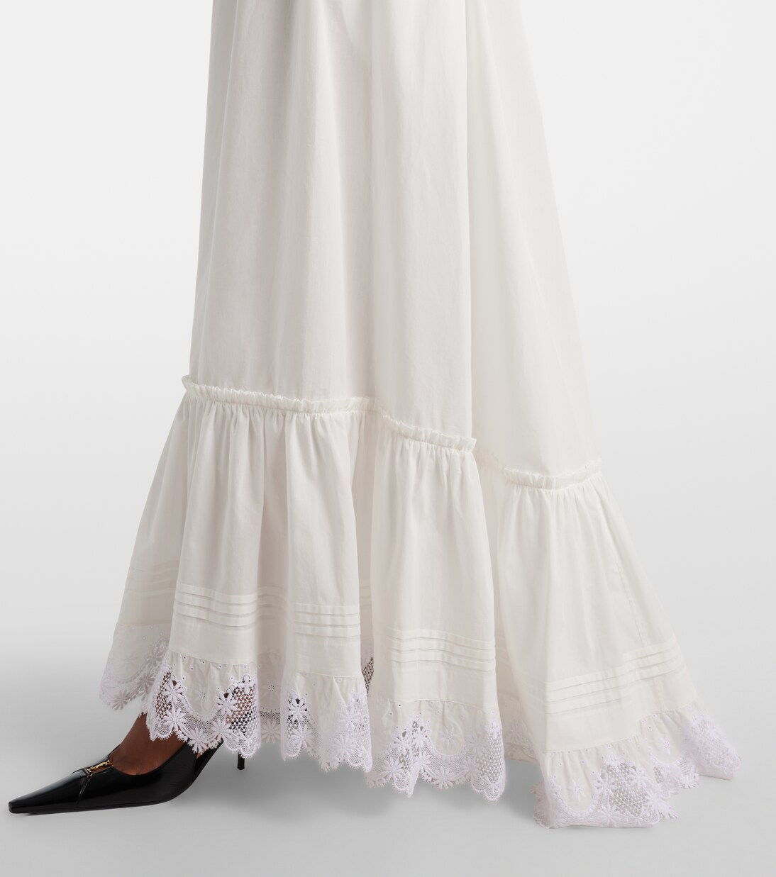 Embroidered cotton poplin maxi dress | Saint Laurent