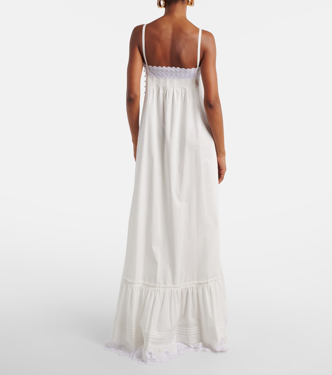 Embroidered cotton poplin maxi dress | Saint Laurent