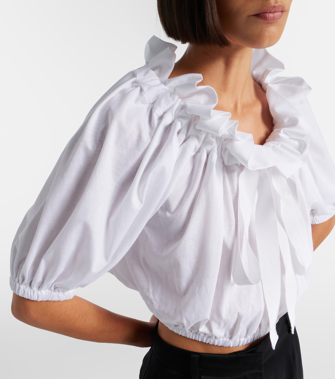 Ruffled cropped cotton top | Patou