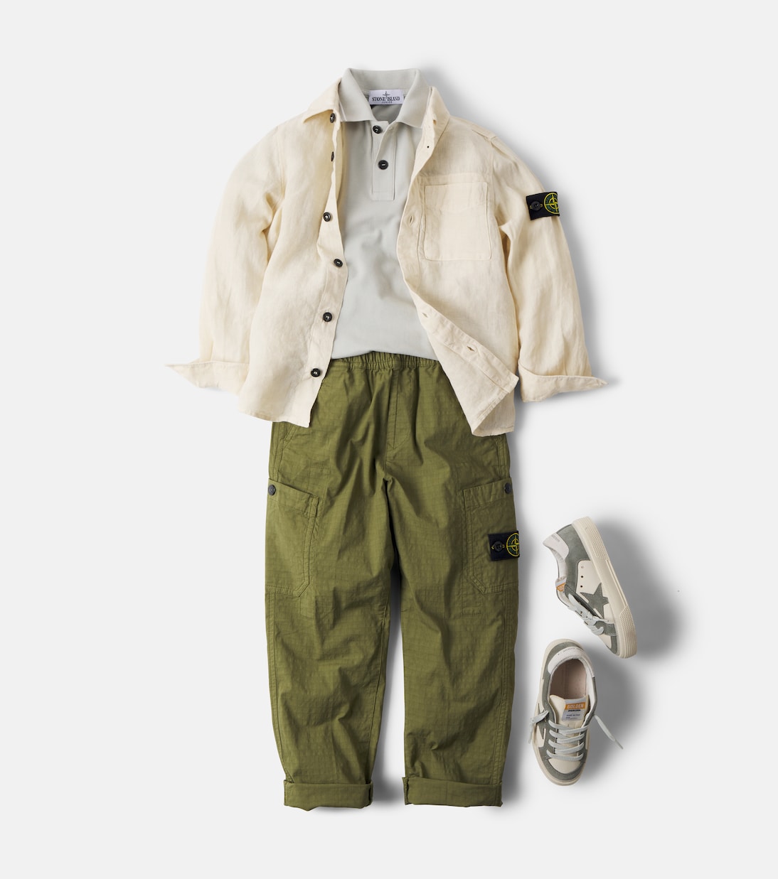 Compass cotton-blend cargo pants | Stone Island Junior
