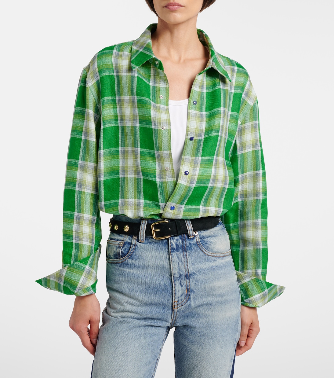 Harbor linen shirt with lapis lazuli | God's True Cashmere