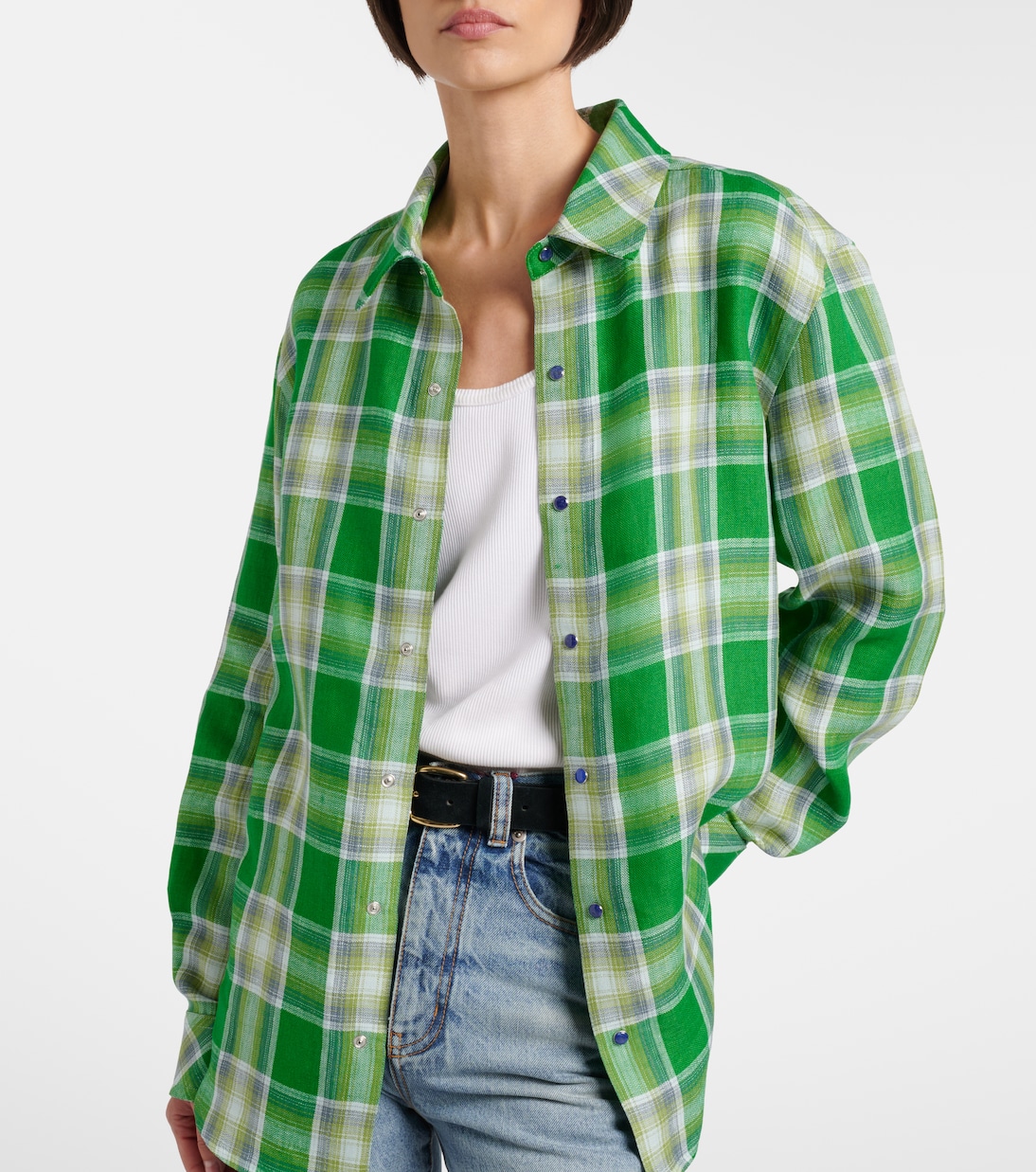 Harbor linen shirt with lapis lazuli | God's True Cashmere