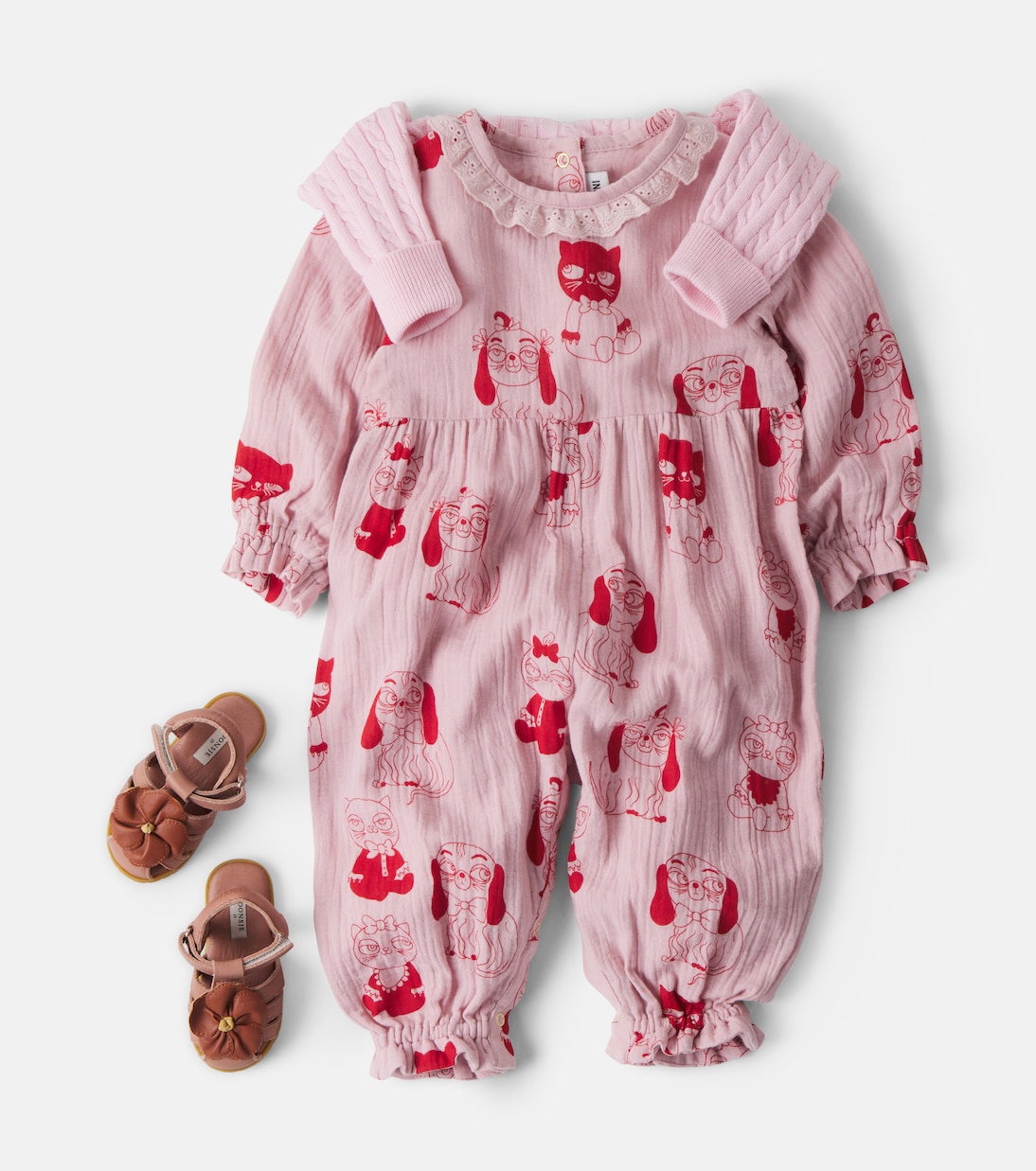 Baby printed cotton jumpsuit | Mini Rodini