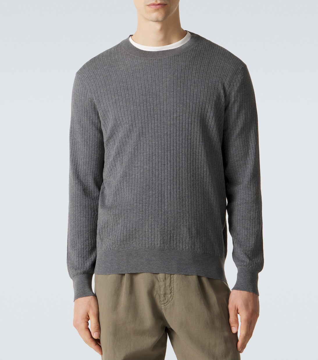 리브 니트 코튼 스웨터 | Brunello Cucinelli
