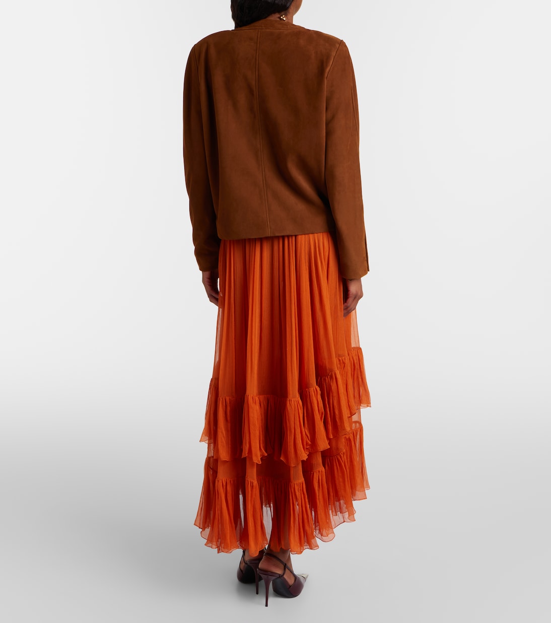 Ruffled sheer silk maxi skirt | Saint Laurent