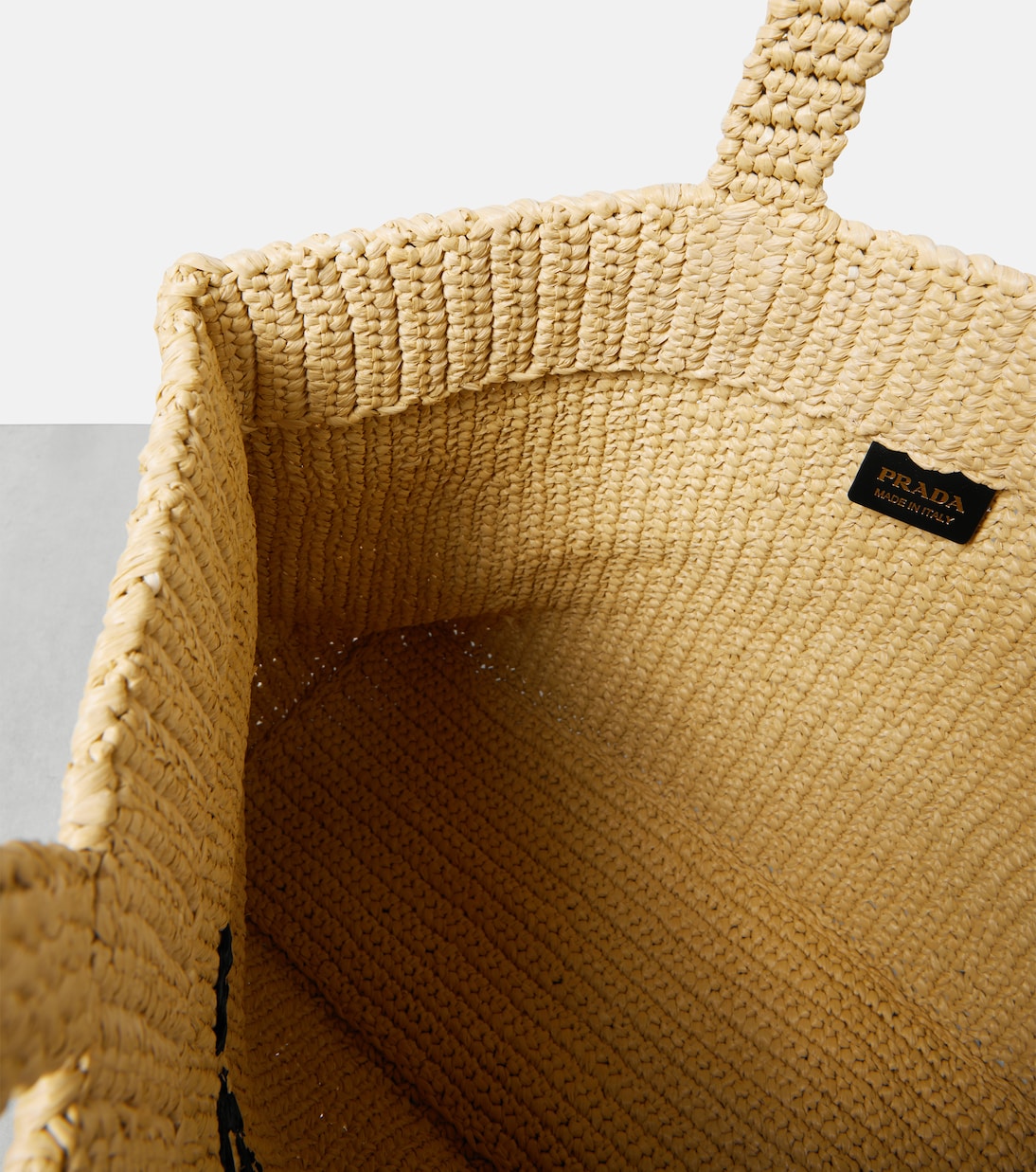 Shopper Medium in rafia con logo | Prada