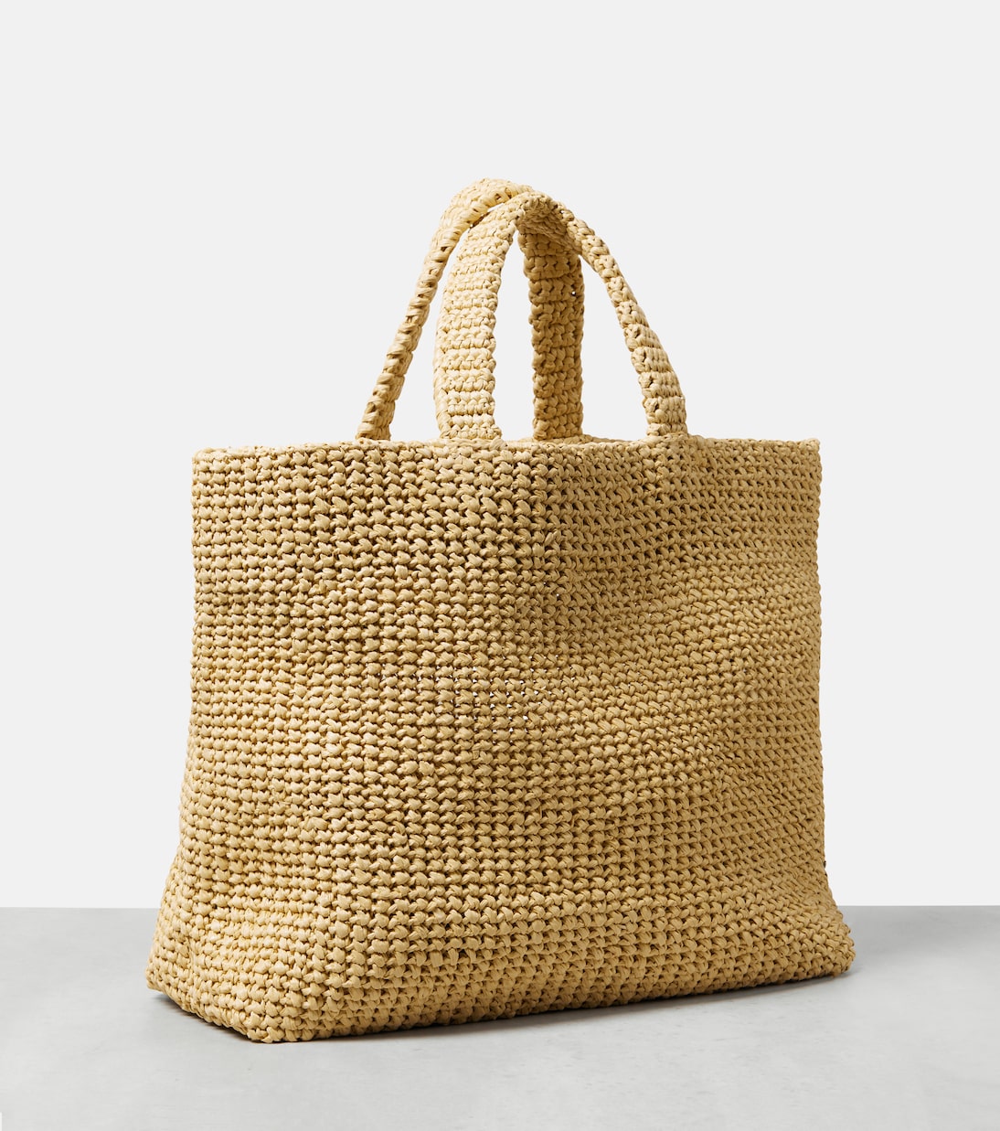Shopper Medium in rafia con logo | Prada