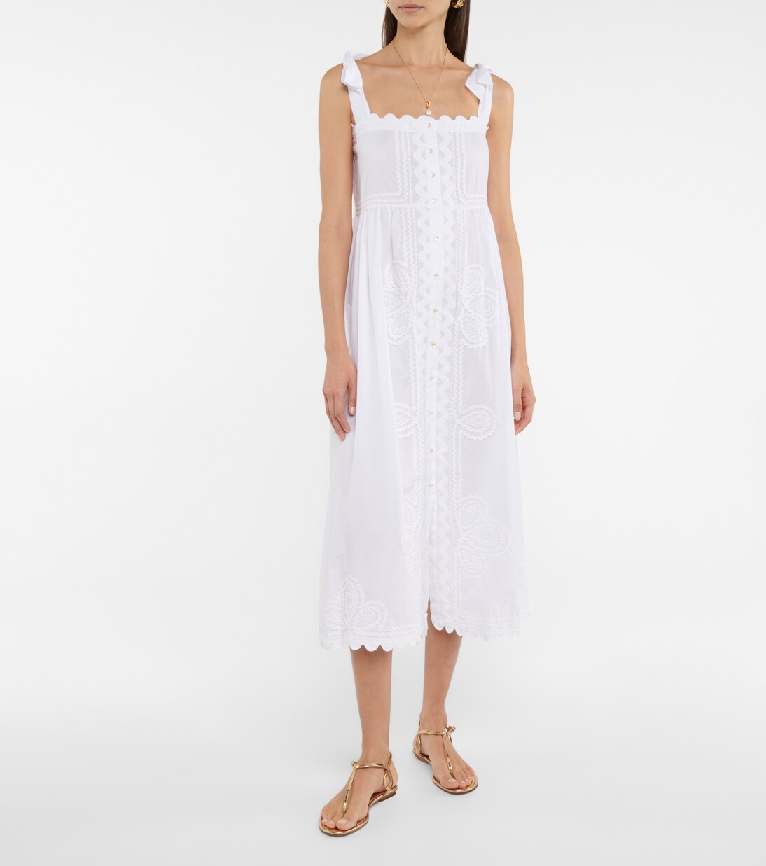 Robe midi brodée en coton | Juliet Dunn