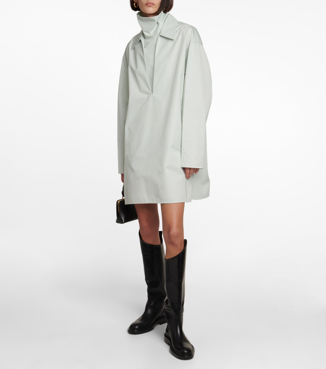 V-neck cotton minidress | Jil Sander