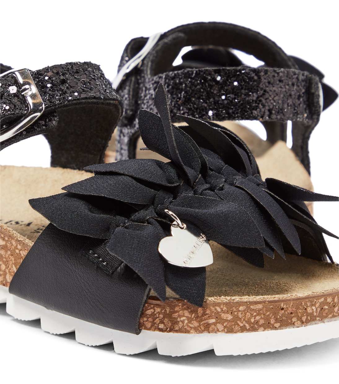 Floral-appliquéd sandals | Monnalisa