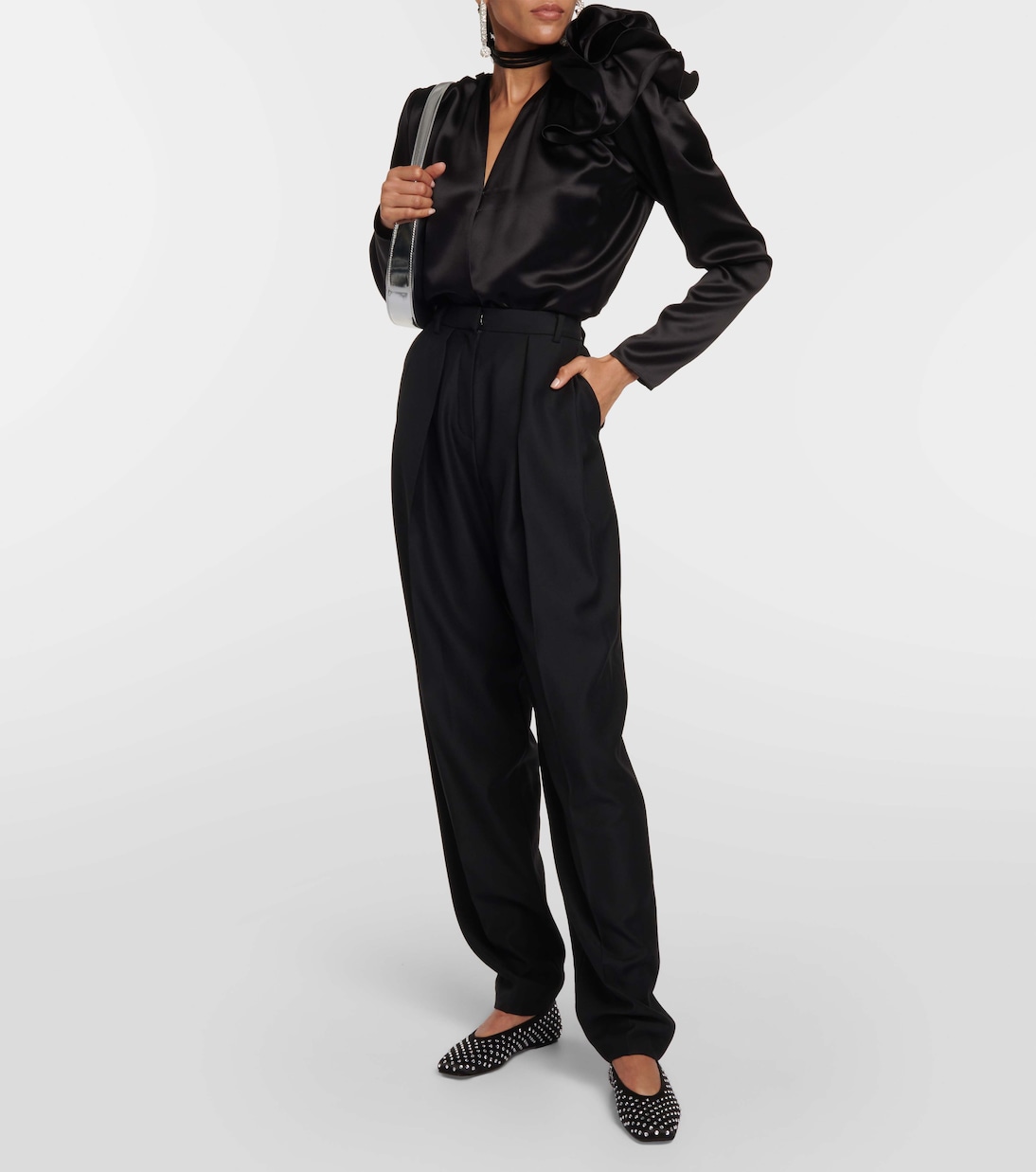 Embellished satin ballet flats | Magda Butrym