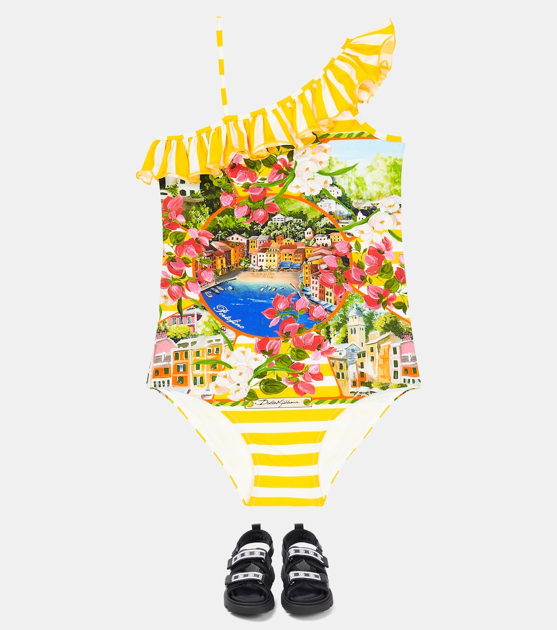 Portofino printed swimsuit | Dolce&Gabbana Kids
