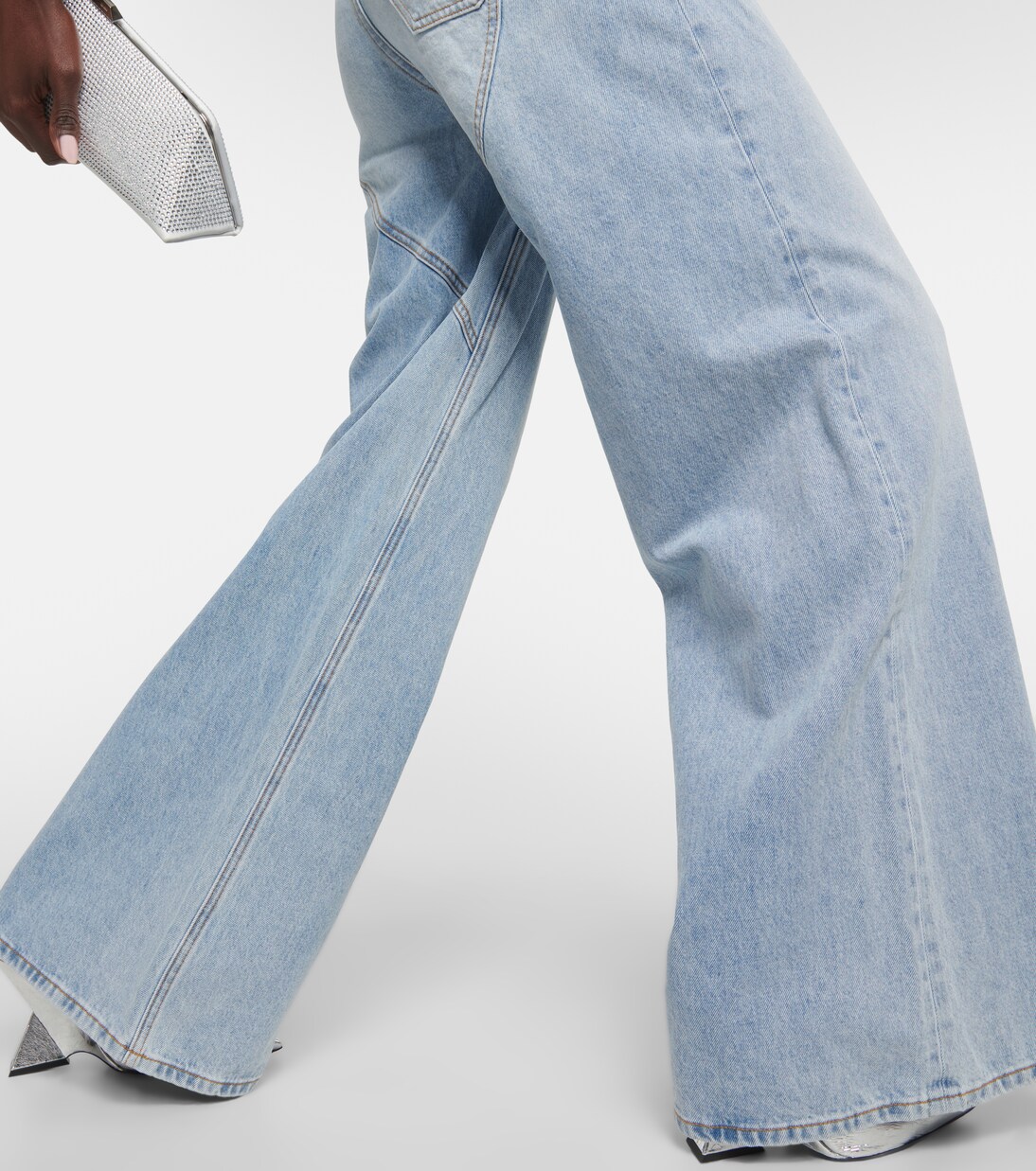 Cutout embellished high-rise wide-leg jeans | Area