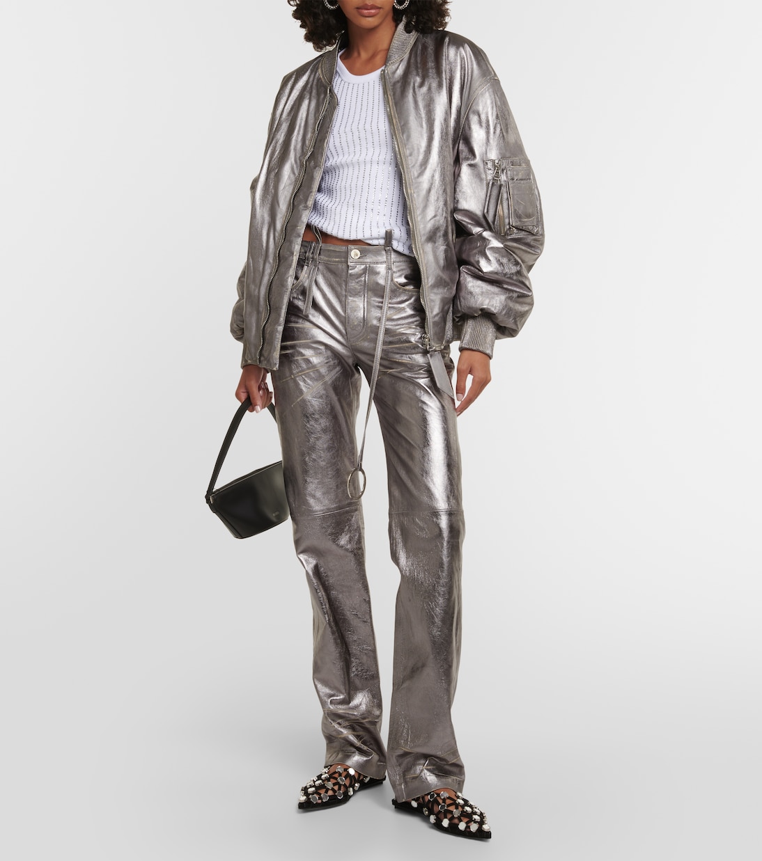 Gerade Hose aus Metallic-Leder | The Attico