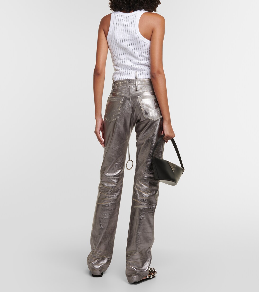 Gerade Hose aus Metallic-Leder | The Attico