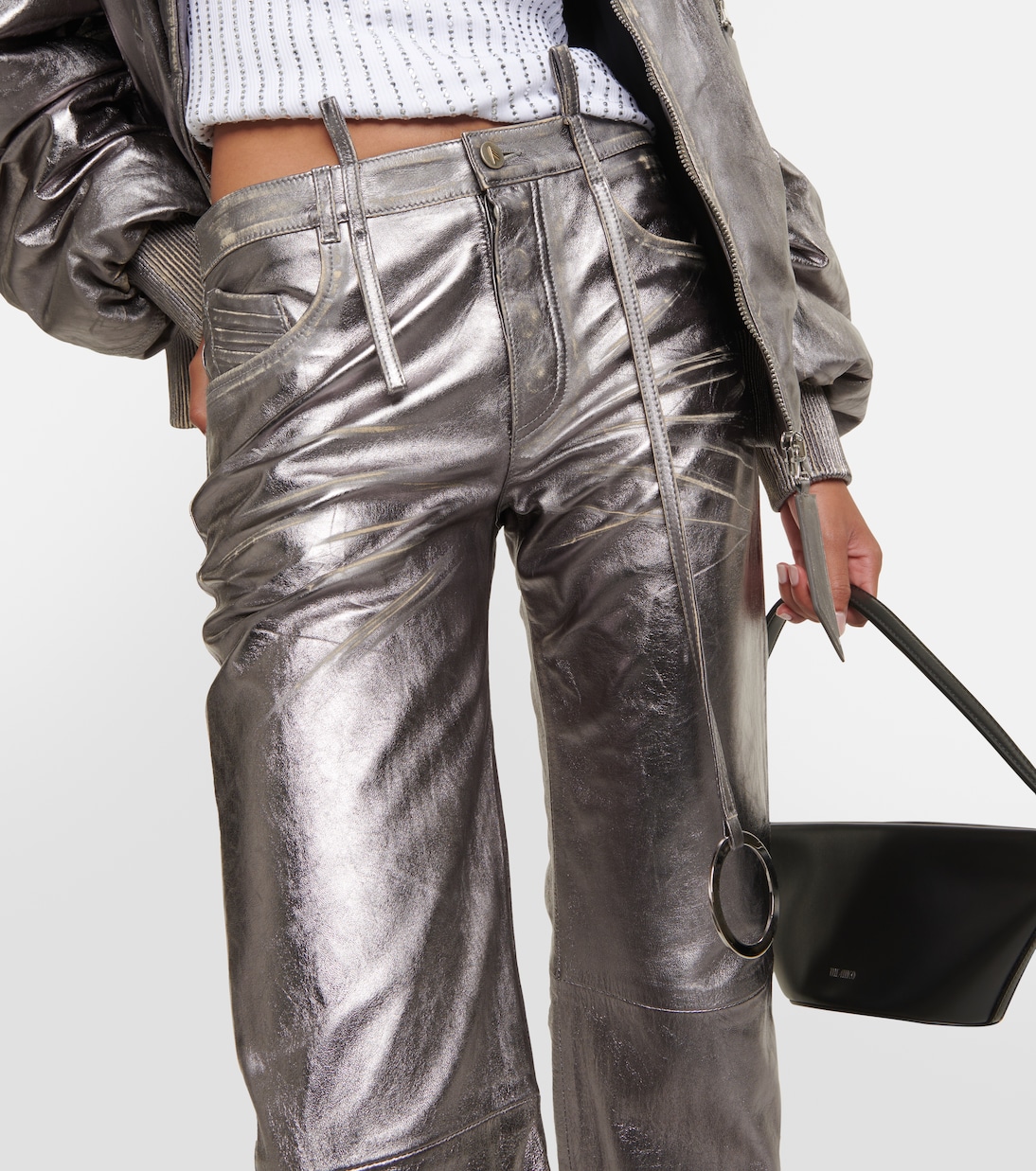 Gerade Hose aus Metallic-Leder | The Attico