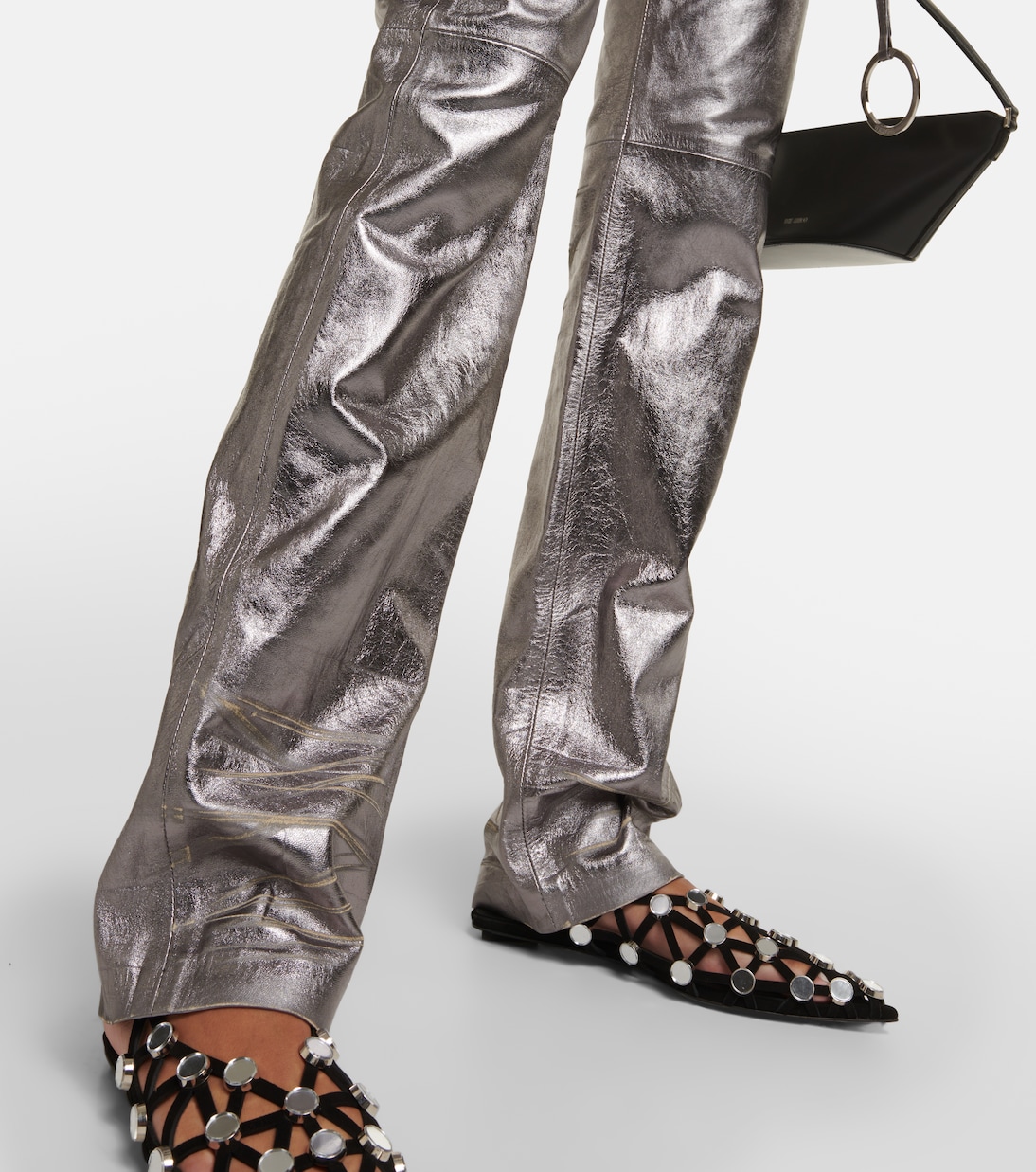 Gerade Hose aus Metallic-Leder | The Attico