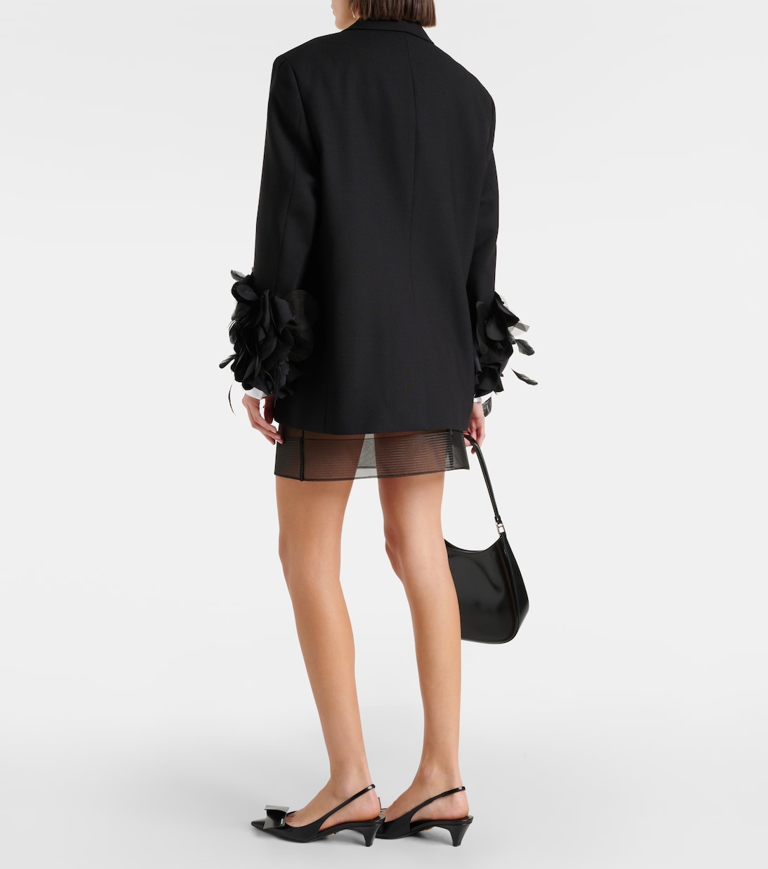 Feather-trimmed wool blazer | Prada
