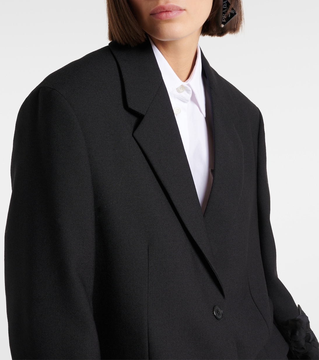 Feather-trimmed wool blazer | Prada