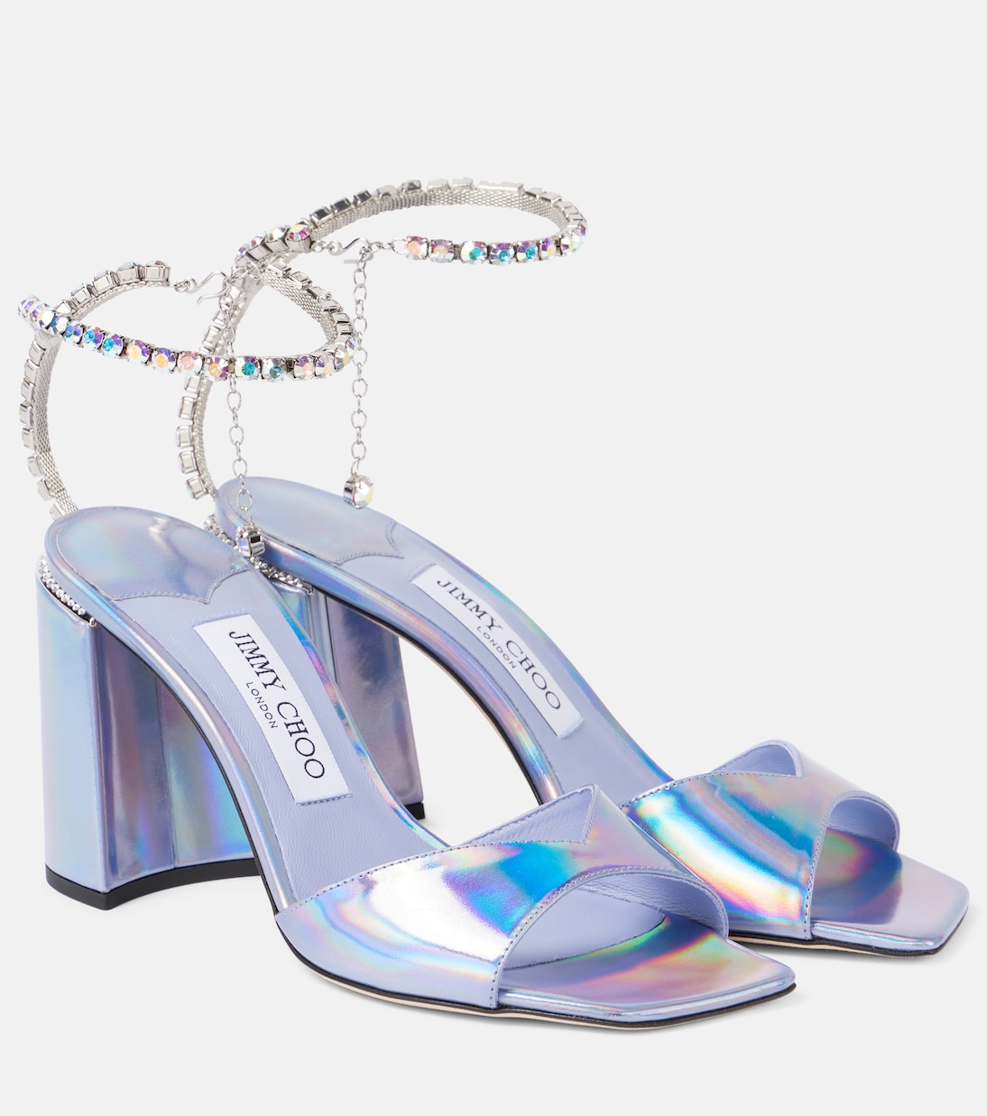 Verzierte Sandalen Saeda 85 aus Metallic-Leder | Jimmy Choo