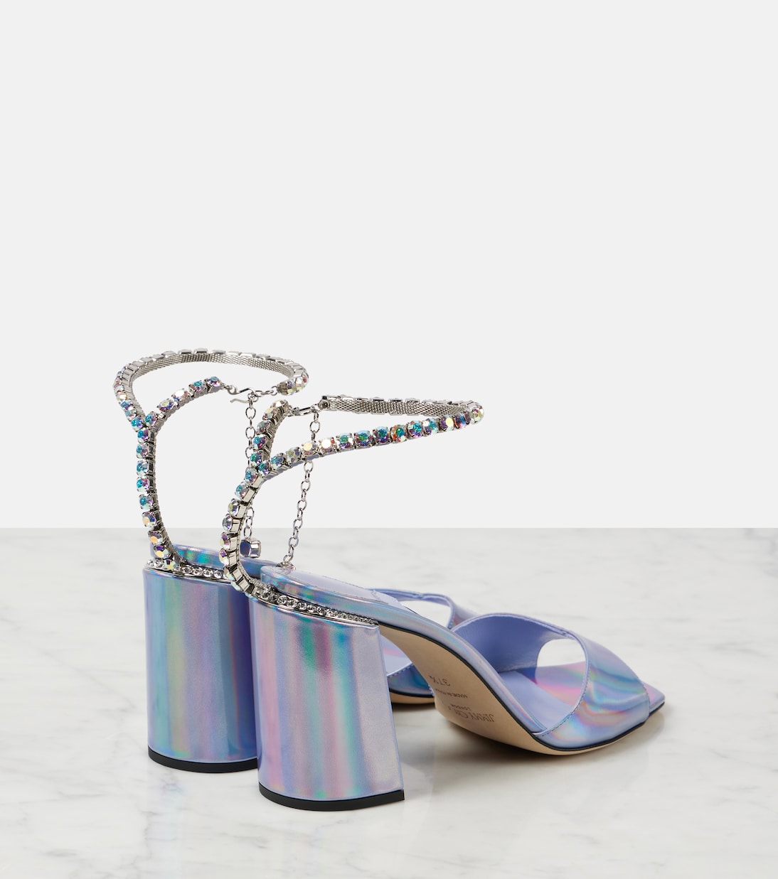 Verzierte Sandalen Saeda 85 aus Metallic-Leder | Jimmy Choo