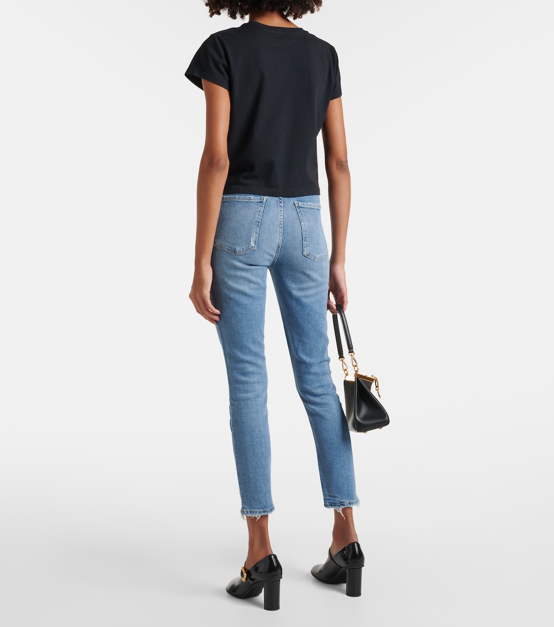 Adine cropped cotton jersey T-shirt | Agolde