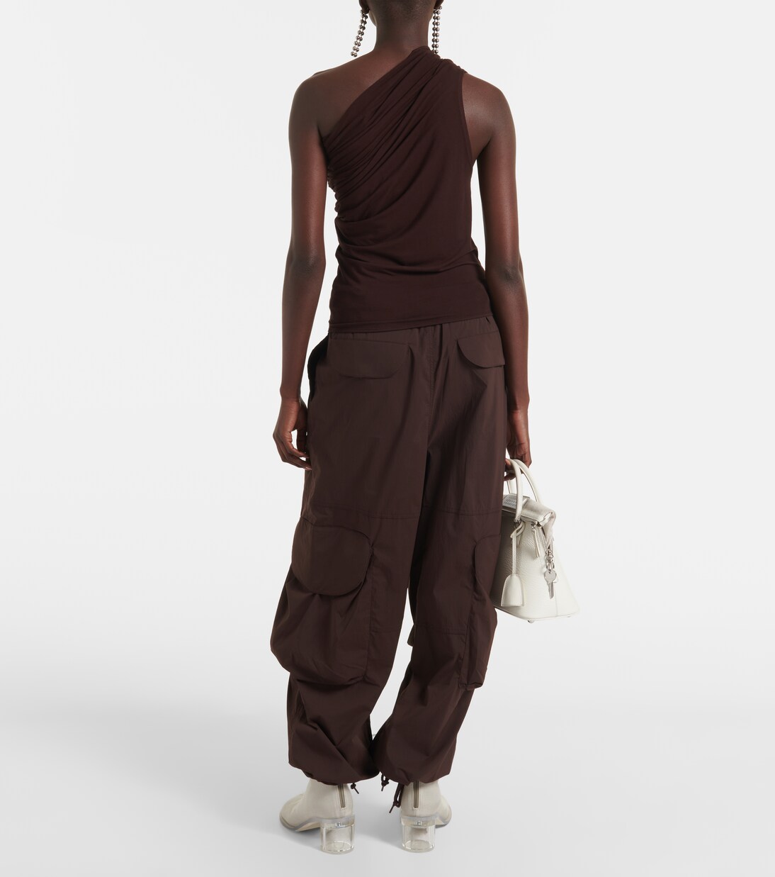 Pillar one-shoulder cotton-blend top | Entire Studios